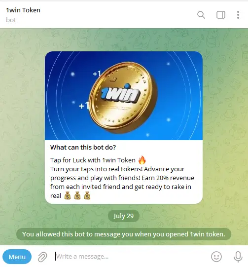 Telegram bot 1 win